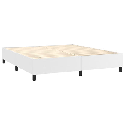 Box Spring Postel S Matrací Bílá 160X200 Cm Umělá Kůže