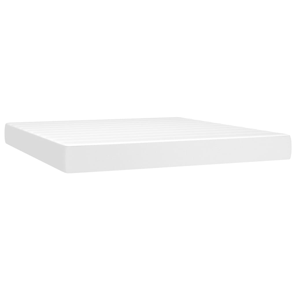 Box Spring Postel S Matrací Bílá 160X200 Cm Umělá Kůže