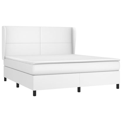 Box Spring Postel S Matrací Bílá 180X200 Cm Umělá Kůže