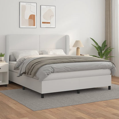 Box Spring Postel S Matrací Bílá 180X200 Cm Umělá Kůže