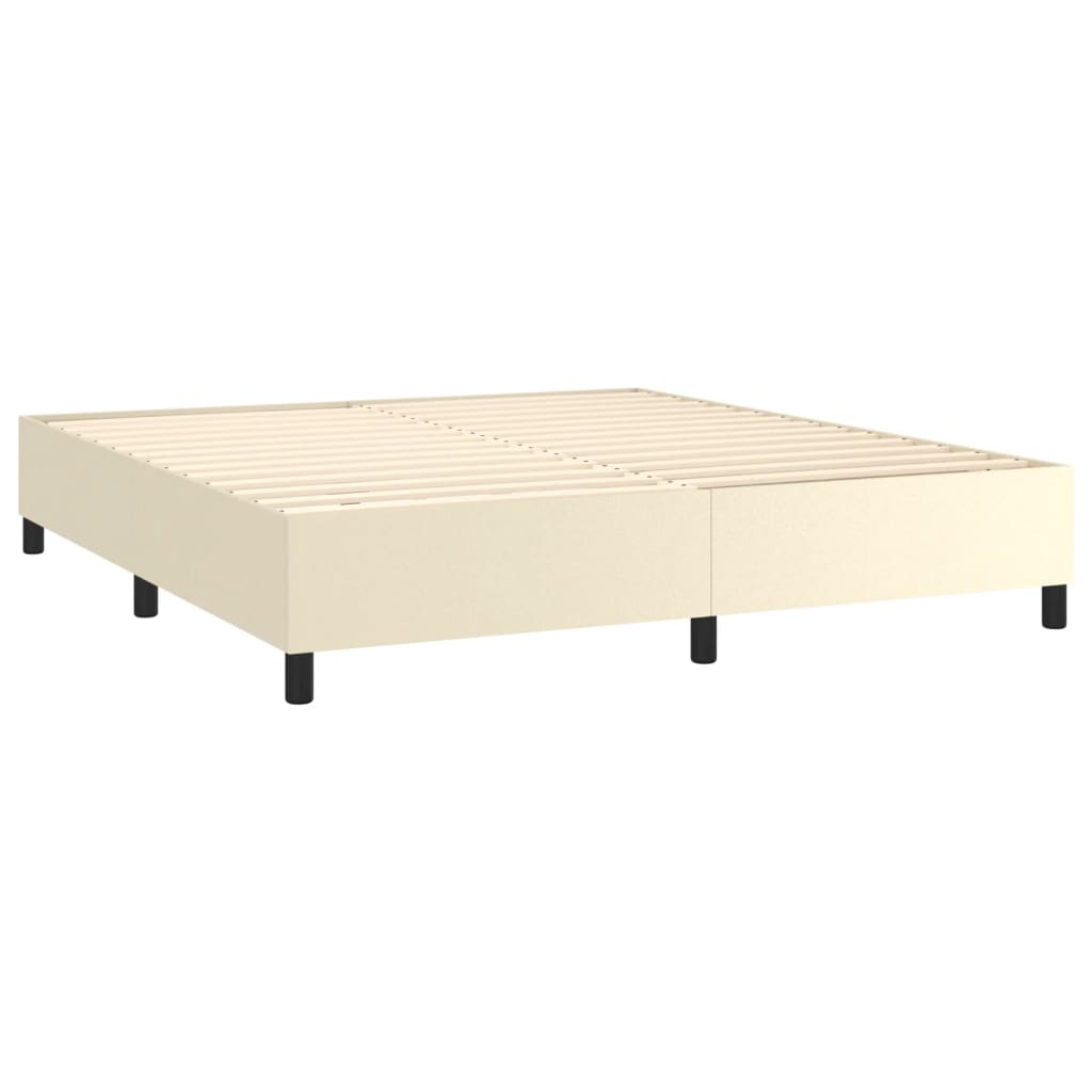 Box Spring Postel S Matrací Krémová 180X200 Cm Umělá Kůže