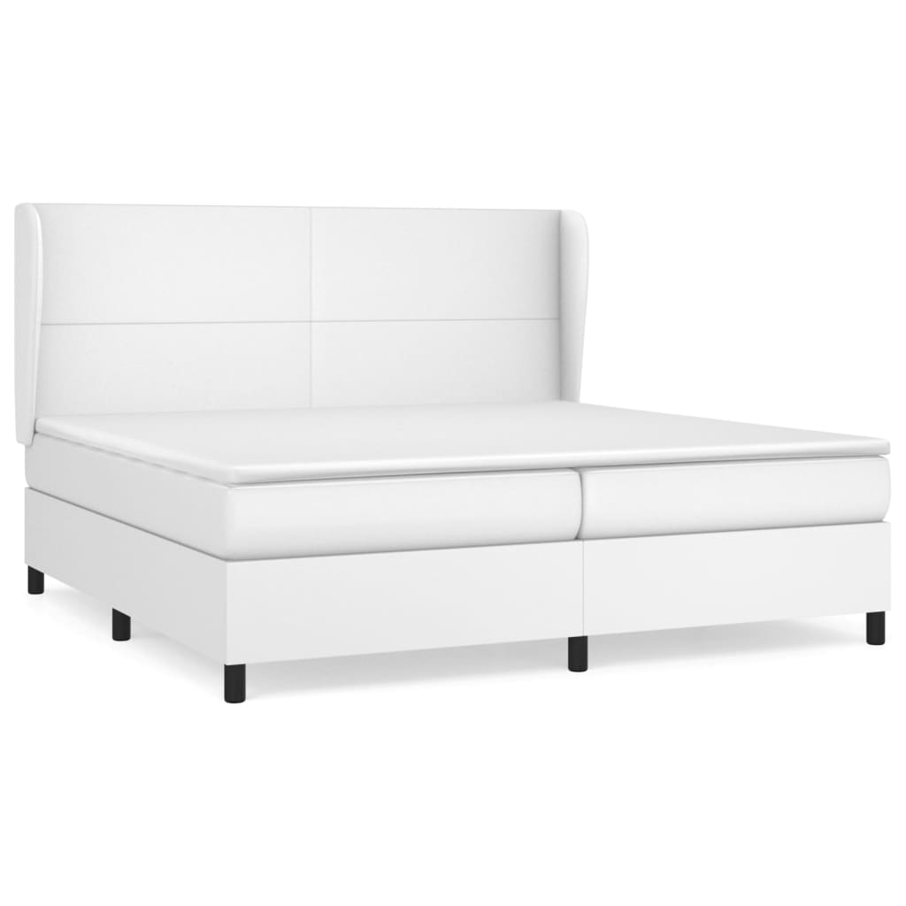 Box Spring Postel S Matrací Bílá 200X200 Cm Umělá Kůže