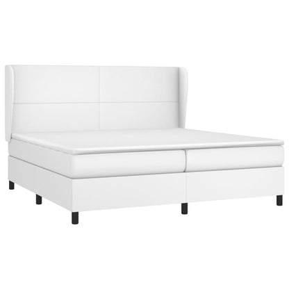 Box Spring Postel S Matrací Bílá 200X200 Cm Umělá Kůže