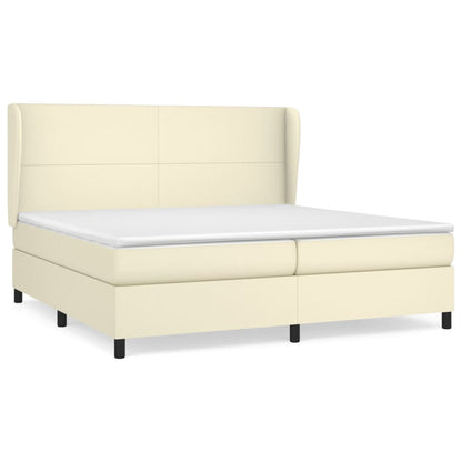 Box Spring Postel S Matrací Krémová 200X200 Cm Umělá Kůže