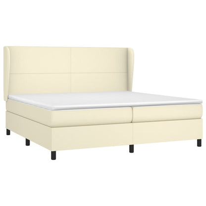 Box Spring Postel S Matrací Krémová 200X200 Cm Umělá Kůže