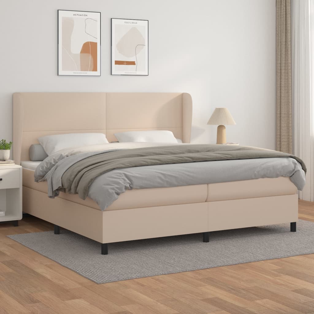 Box Spring Postel S Matrací Cappuccino 200 X 200 Cm Umělá Kůže