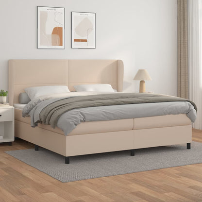 Box Spring Postel S Matrací Cappuccino 200 X 200 Cm Umělá Kůže