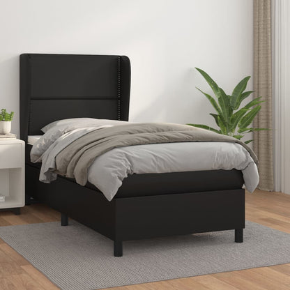 Box Spring Postel S Matrací Černá Umělá Kůže Černá