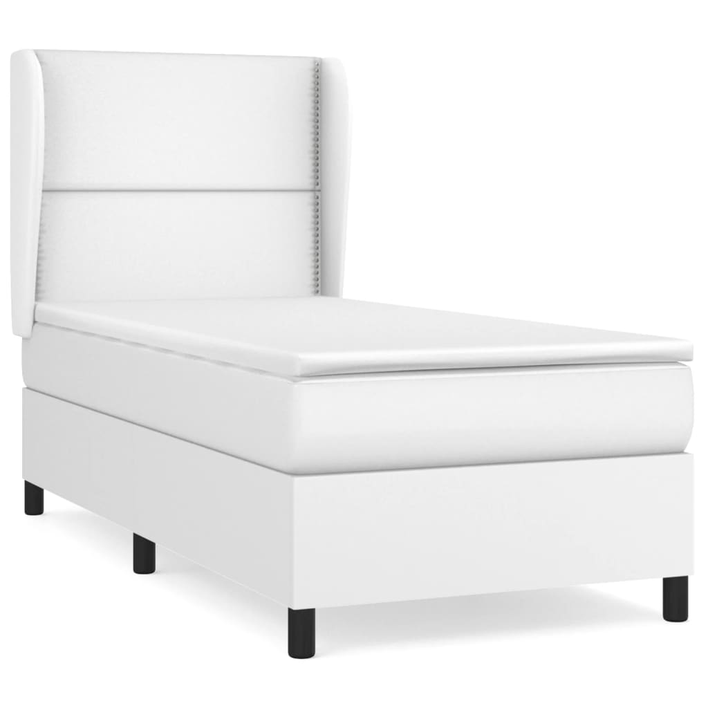 Box Spring Postel S Matrací Bílá 100X200 Cm Umělá Kůže