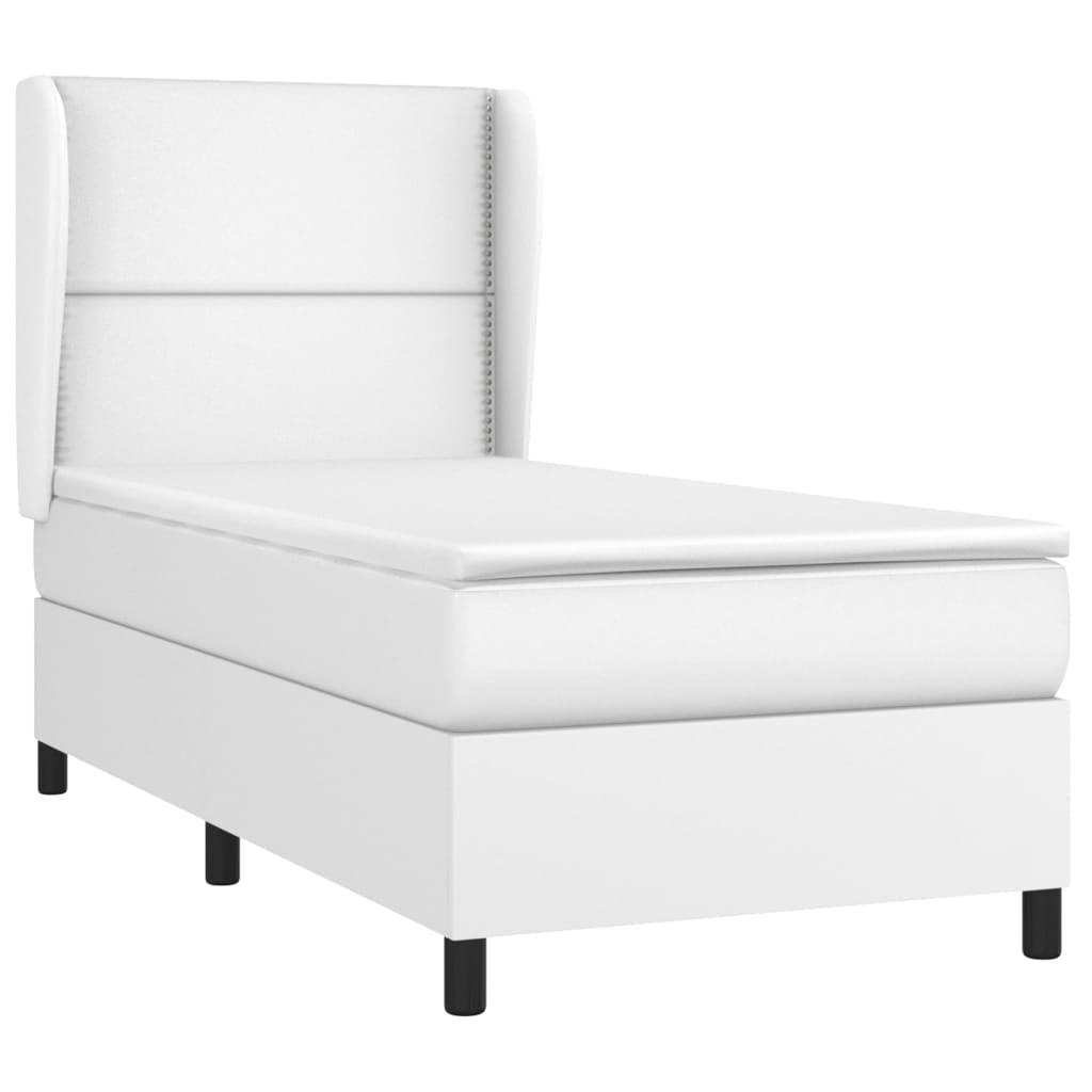 Box Spring Postel S Matrací Bílá 100X200 Cm Umělá Kůže
