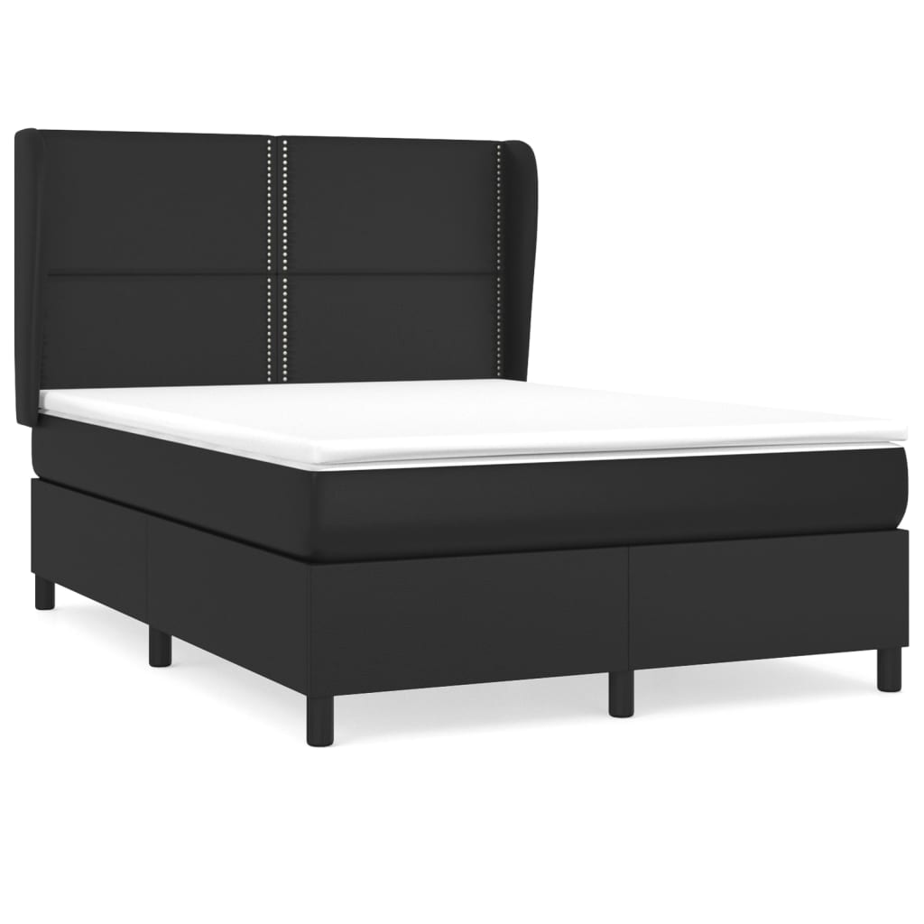 Box Spring Postel S Matrací Černá Umělá Kůže Černá