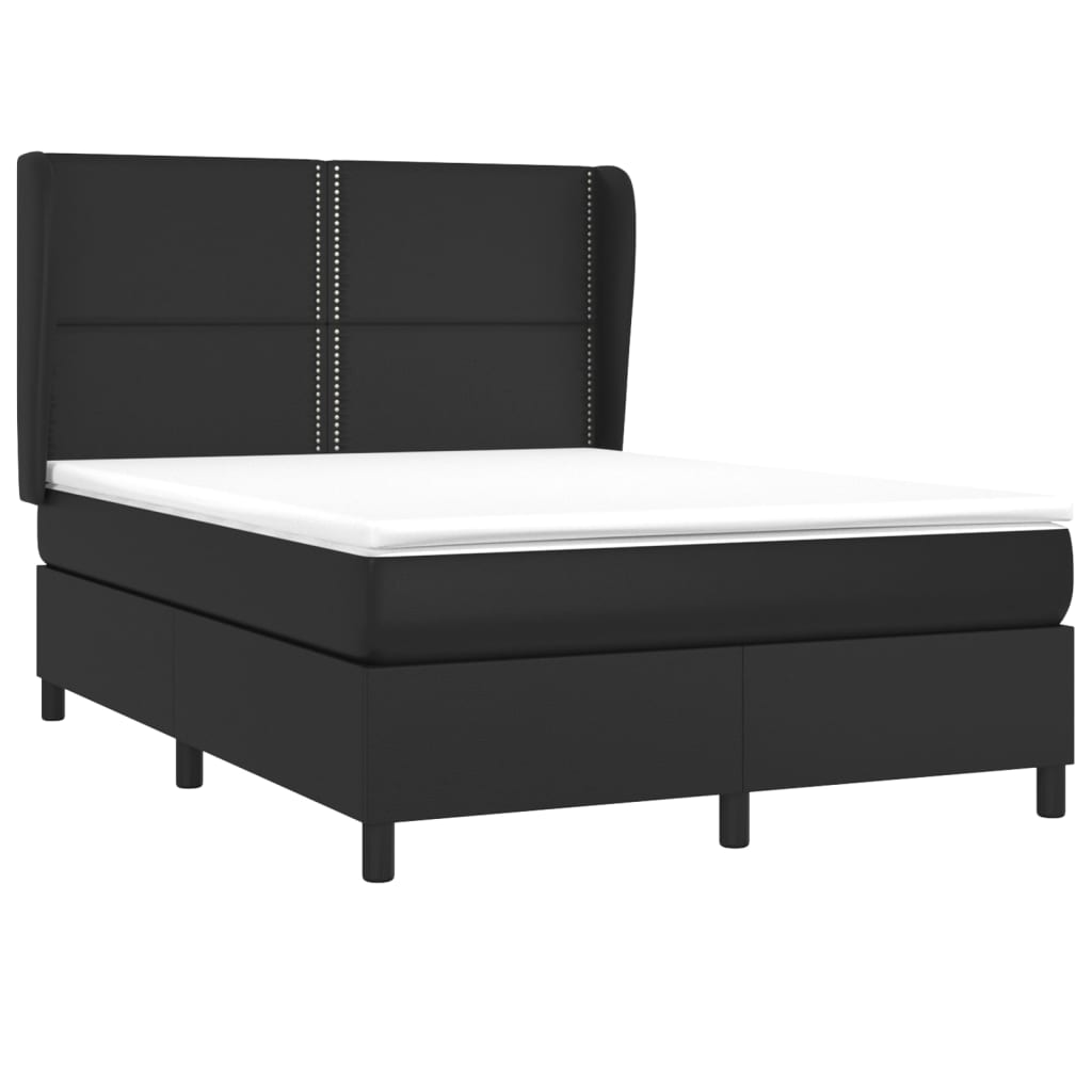 Box Spring Postel S Matrací Černá Umělá Kůže Černá