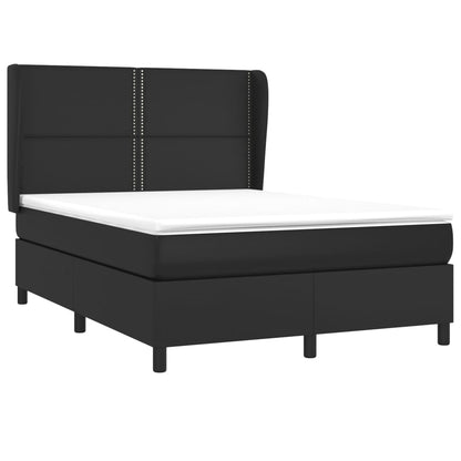 Box Spring Postel S Matrací Černá Umělá Kůže Černá