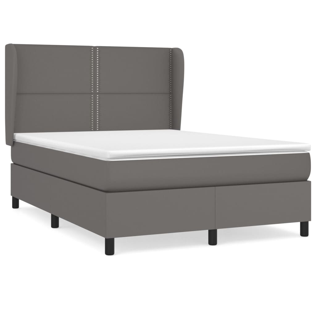 Box Spring Postel S Matrací Šedá Umělá Kůže Šedá