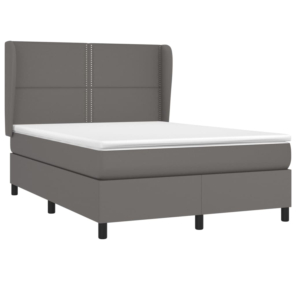 Box Spring Postel S Matrací Šedá Umělá Kůže Šedá
