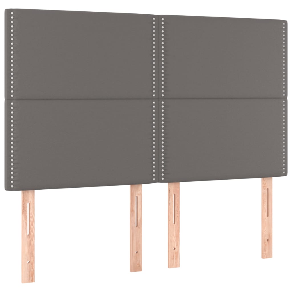 Box Spring Postel S Matrací Šedá Umělá Kůže Šedá