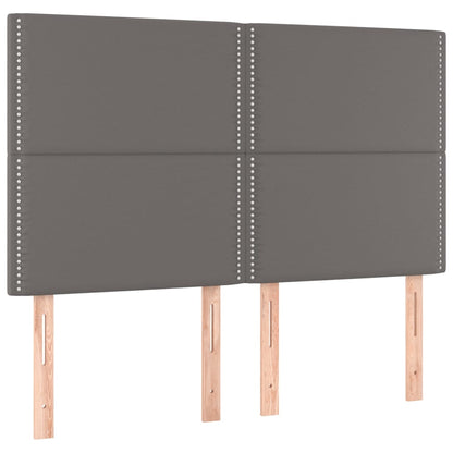 Box Spring Postel S Matrací Šedá Umělá Kůže Šedá