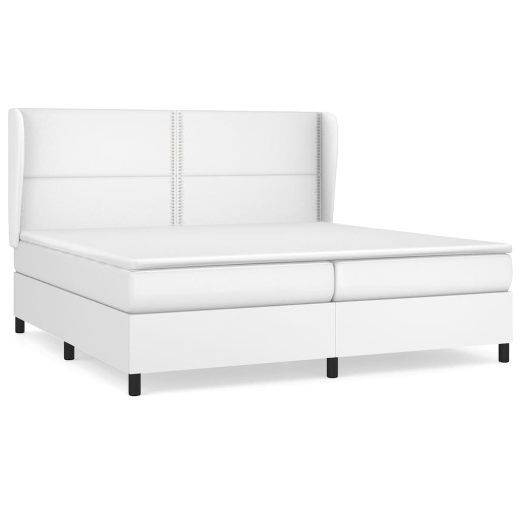 Box Spring Postel S Matrací Bílá 200X200 Cm Umělá Kůže