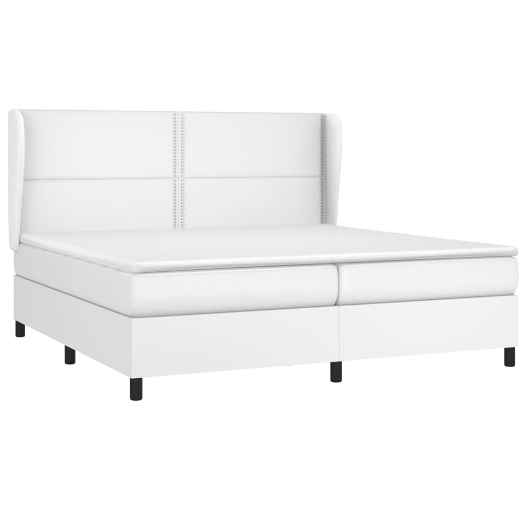 Box Spring Postel S Matrací Bílá 200X200 Cm Umělá Kůže