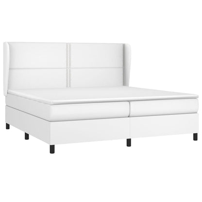 Box Spring Postel S Matrací Bílá 200X200 Cm Umělá Kůže