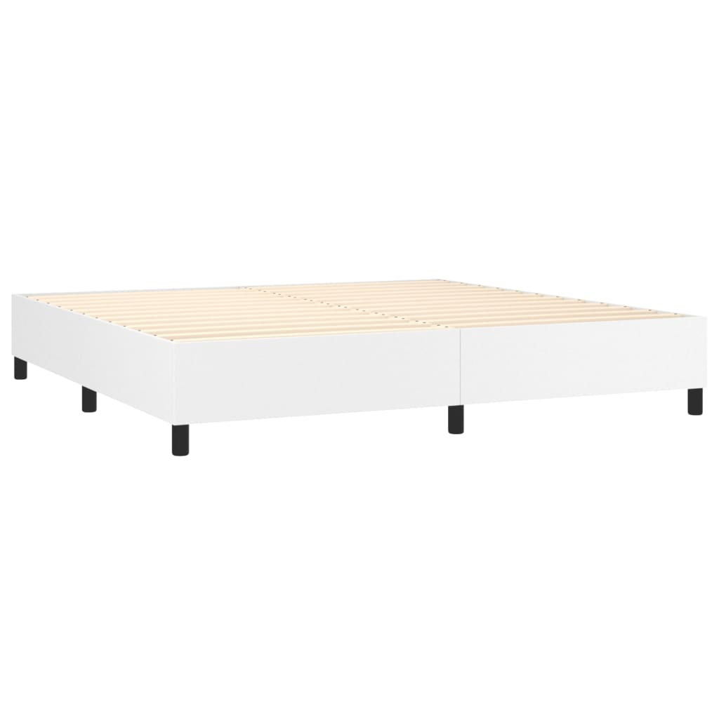 Box Spring Postel S Matrací Bílá 200X200 Cm Umělá Kůže