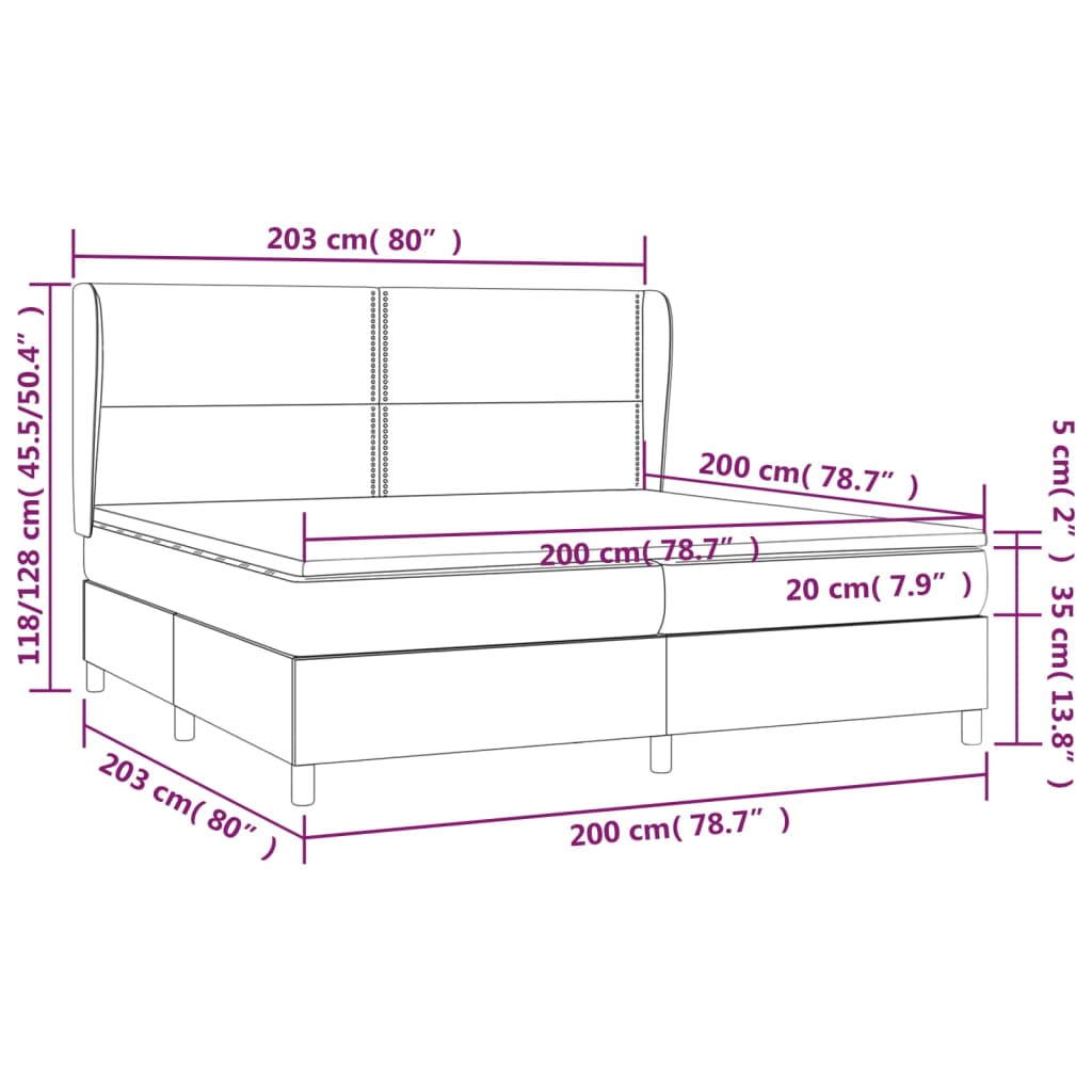 Box Spring Postel S Matrací Bílá 200X200 Cm Umělá Kůže