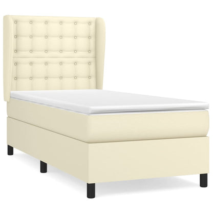 Box Spring Postel S Matrací Krémová 80 X 200 Cm Umělá Kůže