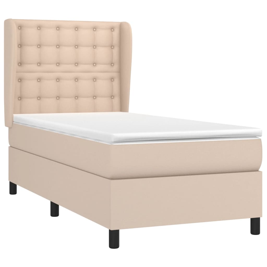 Box Spring Postel S Matrací Cappuccino 80 X 200 Cm Umělá Kůže