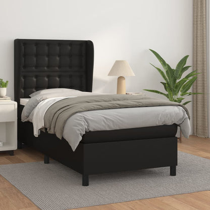 Box Spring Postel S Matrací Černá Umělá Kůže Černá