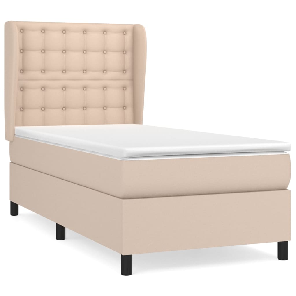 Box Spring Postel S Matrací Cappuccino 100X200 Cm Umělá Kůže