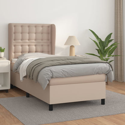 Box Spring Postel S Matrací Cappuccino 100X200 Cm Umělá Kůže