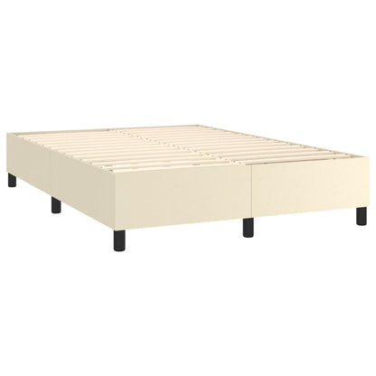 Box Spring Postel S Matrací Krémová 140X190 Cm Umělá Kůže