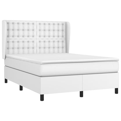 Box Spring Postel S Matrací Bílá 140X200 Cm Umělá Kůže