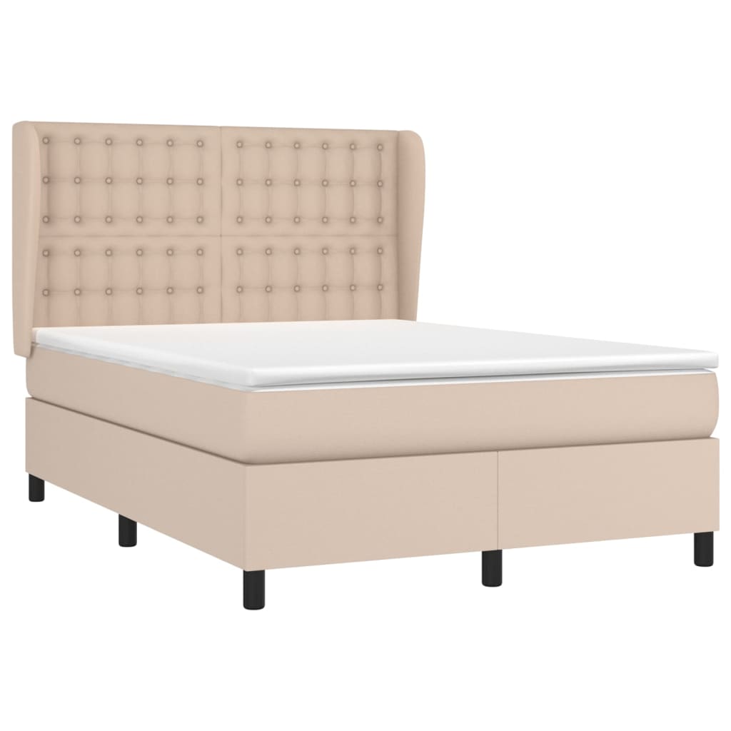Box Spring Postel S Matrací Cappuccino 140X200 Cm Umělá Kůže