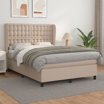Box Spring Postel S Matrací Cappuccino 140X200 Cm Umělá Kůže