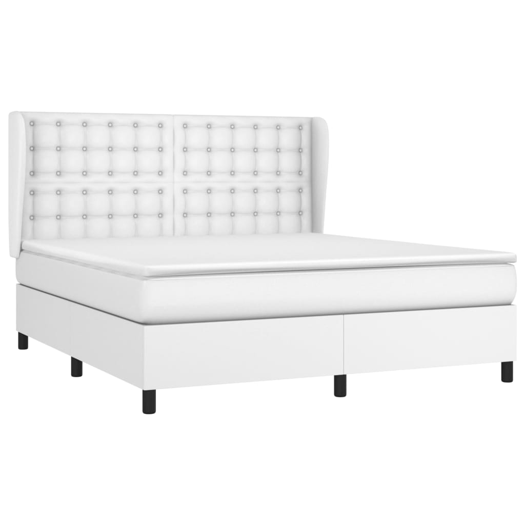 Box Spring Postel S Matrací Bílá 160X200 Cm Umělá Kůže