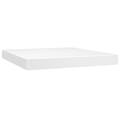Box Spring Postel S Matrací Bílá 160X200 Cm Umělá Kůže