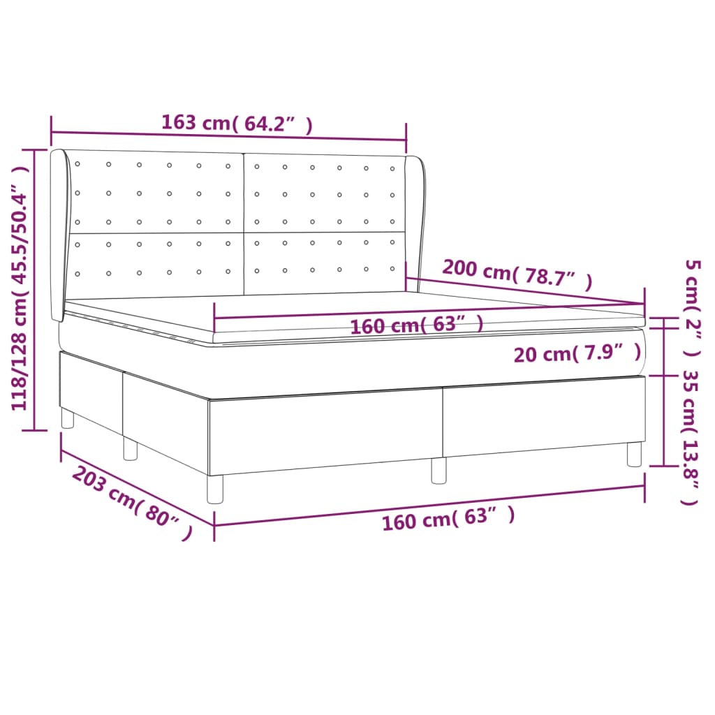Box Spring Postel S Matrací Bílá 160X200 Cm Umělá Kůže
