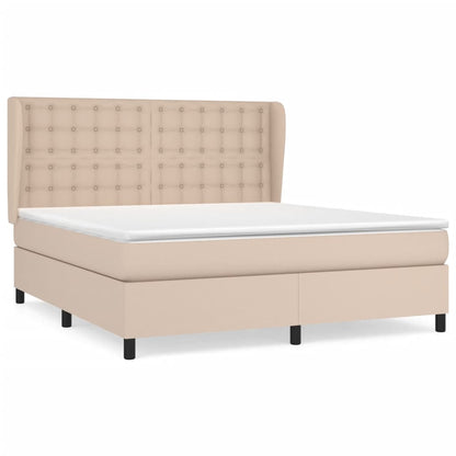 Box Spring Postel S Matrací Cappuccino 160X200 Cm Umělá Kůže