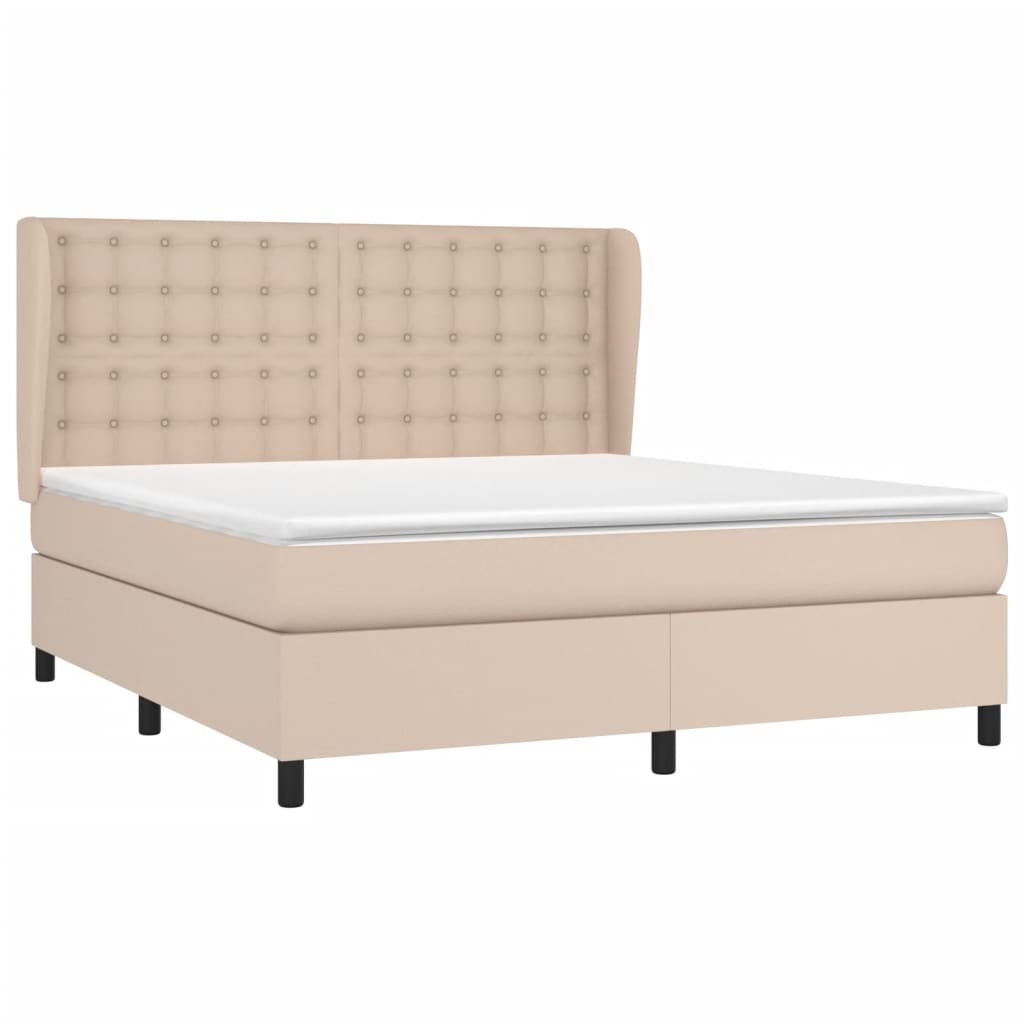 Box Spring Postel S Matrací Cappuccino 160X200 Cm Umělá Kůže