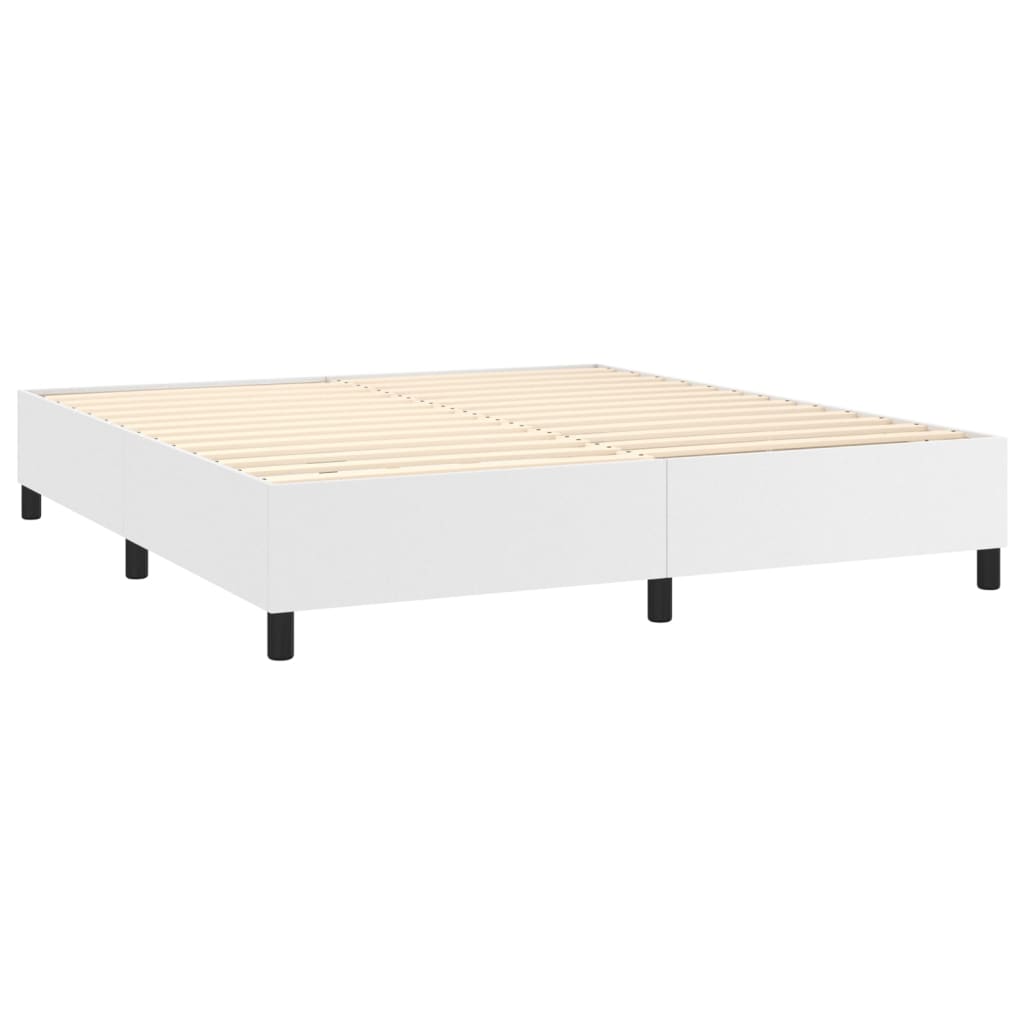 Box Spring Postel S Matrací Bílá 180X200 Cm Umělá Kůže