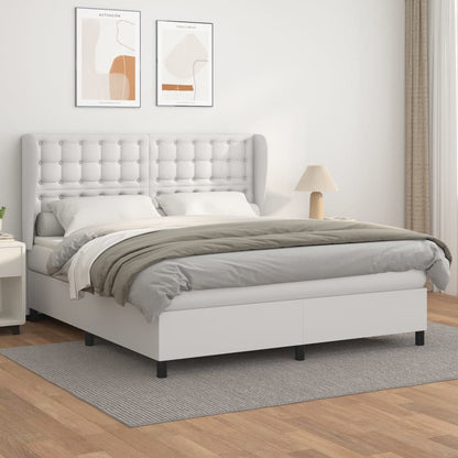 Box Spring Postel S Matrací Bílá 180X200 Cm Umělá Kůže