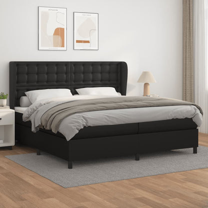 Box Spring Postel S Matrací Černá Umělá Kůže Černá
