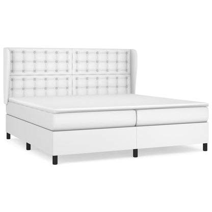 Box Spring Postel S Matrací Bílá 200X200 Cm Umělá Kůže