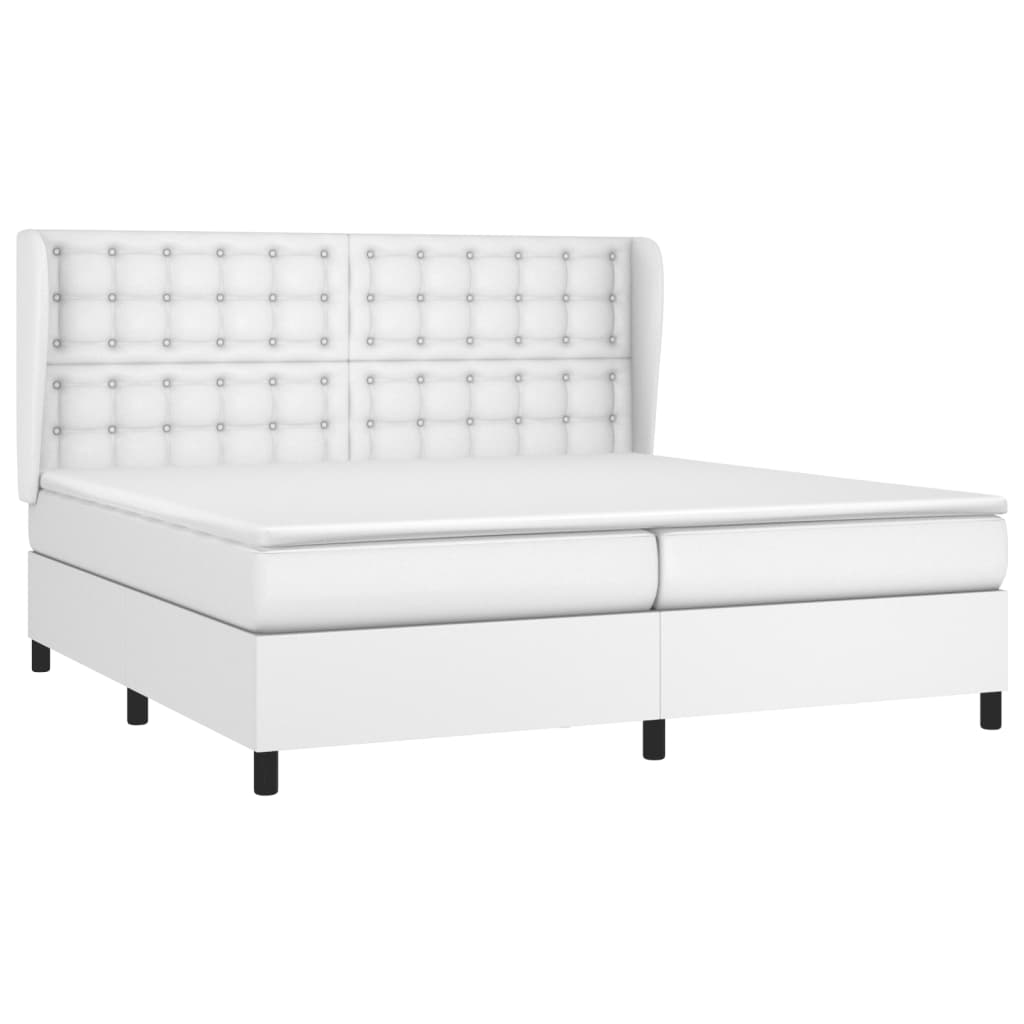 Box Spring Postel S Matrací Bílá 200X200 Cm Umělá Kůže