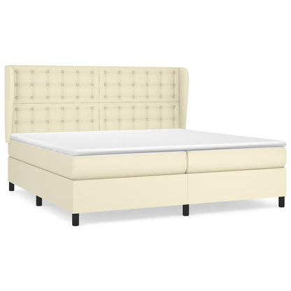 Box Spring Postel S Matrací Krémová 200X200 Cm Umělá Kůže