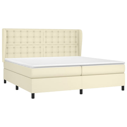 Box Spring Postel S Matrací Krémová 200X200 Cm Umělá Kůže