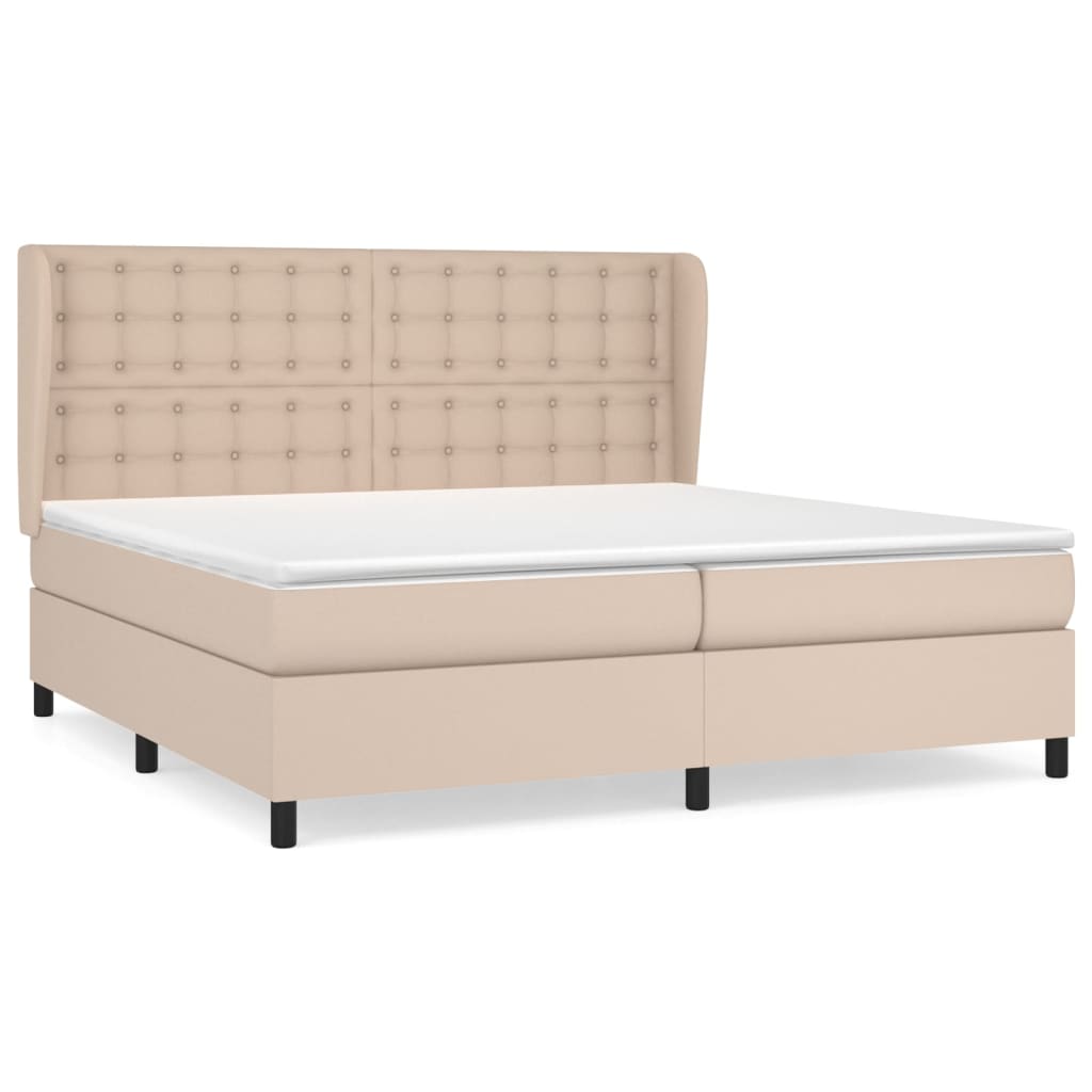 Box Spring Postel S Matrací Cappuccino 200 X 200 Cm Umělá Kůže