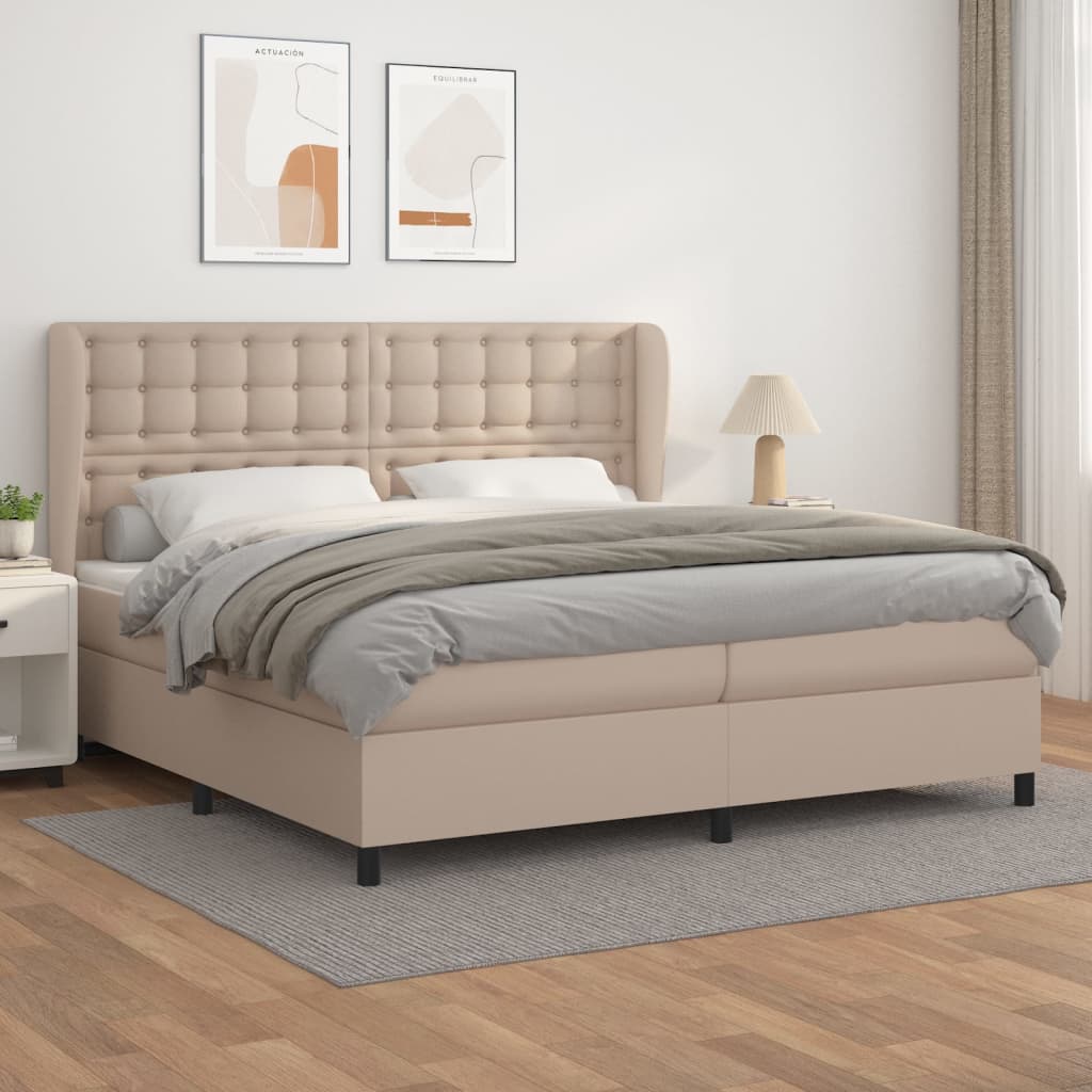 Box Spring Postel S Matrací Cappuccino 200 X 200 Cm Umělá Kůže