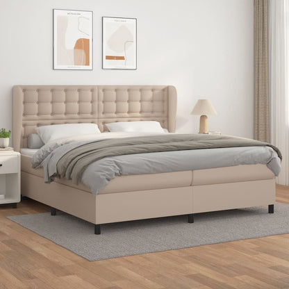 Box Spring Postel S Matrací Cappuccino 200 X 200 Cm Umělá Kůže